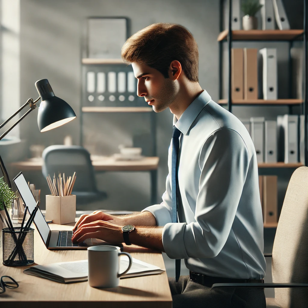 man working on a laptop